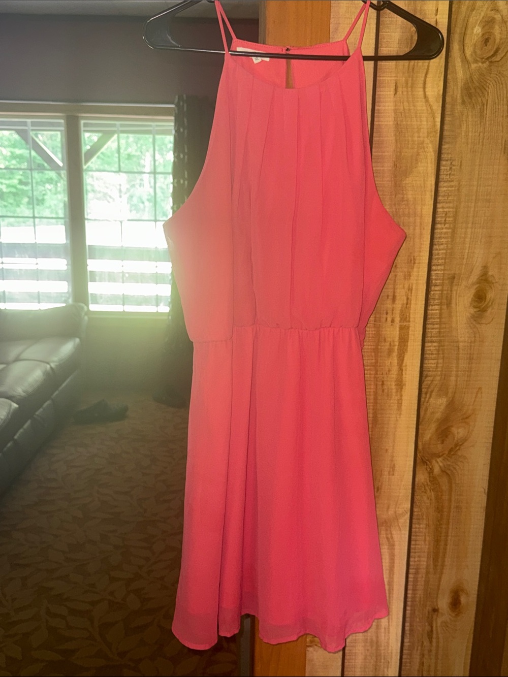 Maurices Coral Pink Halter Mini Dress